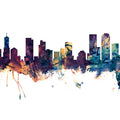 Denver Skyline Blue & Bronze Mural Wallpaper - pure wallpaper artwork