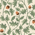 Oak & Acorns, White Mural Wallpaper - pure wallpaper artwork