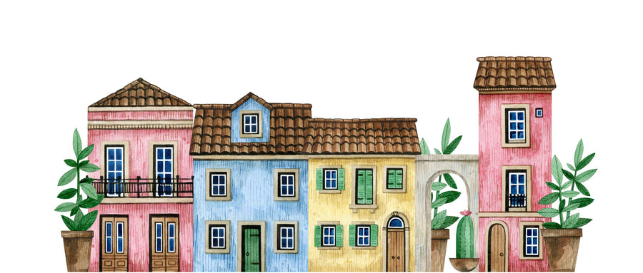 Dollhouse Street Mural Wallpaper