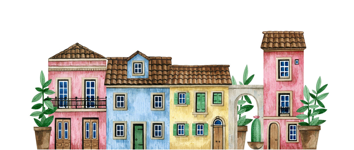 Dollhouse Street Mural Wallpaper - pure wallpaper artwork