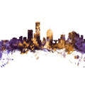 Milwaukee Wisconsin Skyline Purple & Gold Mural Wallpaper - pure wallpaper artwork