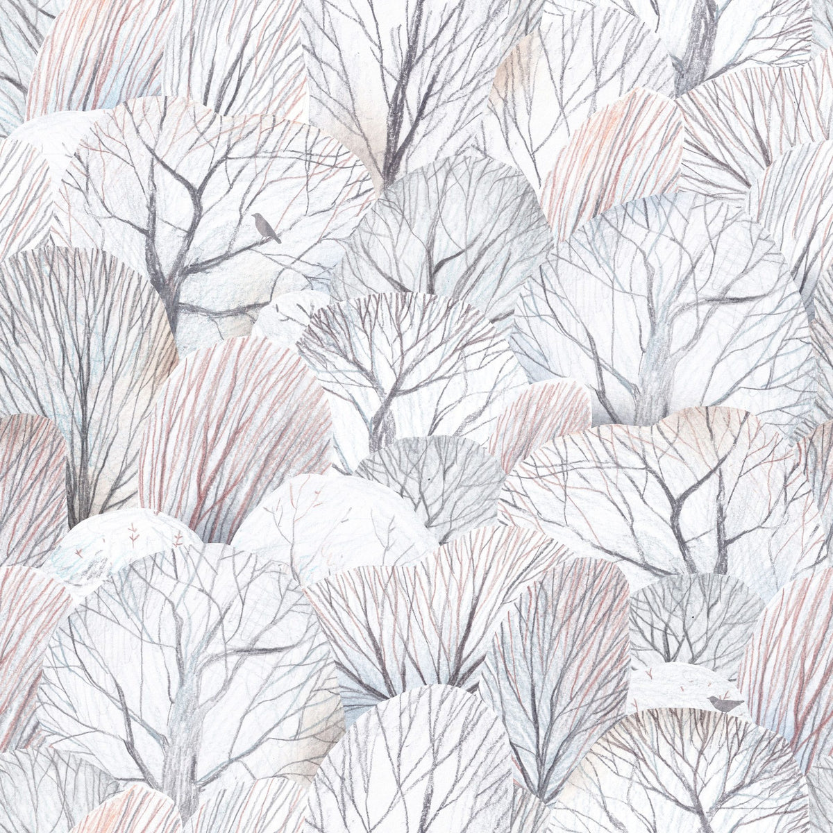 White Forest Treetops Mural Wallpaper - pure wallpaper artwork