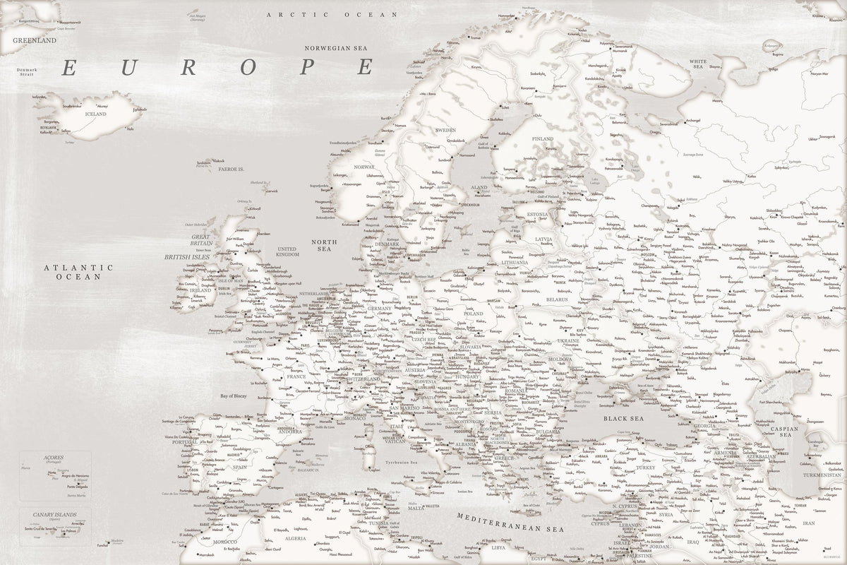 Europe Map Detailed - Lysander Mural Wallpaper - pure wallpaper artwork