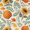 Pumpkin Harvest White Mural Wallpaper - pure wallpaper artwork