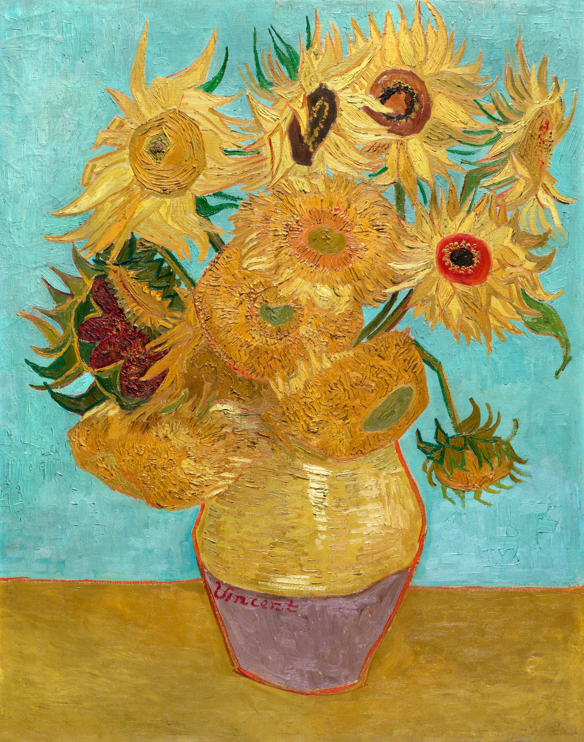 Vase with Twelve Sunflowers Mural Wallpaper - pure wallpaper artwork