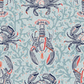 Lobster and Crab Coastal Nostalgia, Mint Mural Wallpaper - pure wallpaper artwork