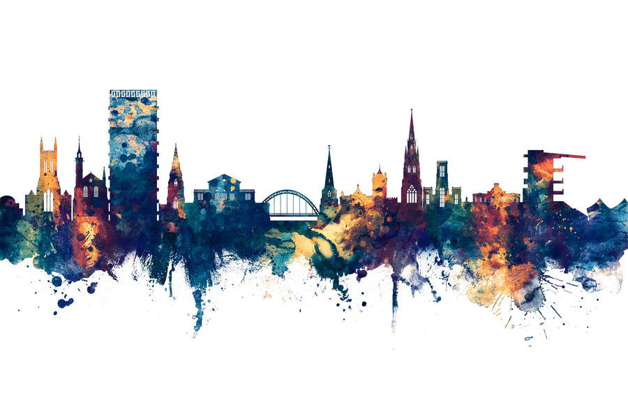 Cheltenham England Skyline Blue& Bronze Mural Wallpaper
