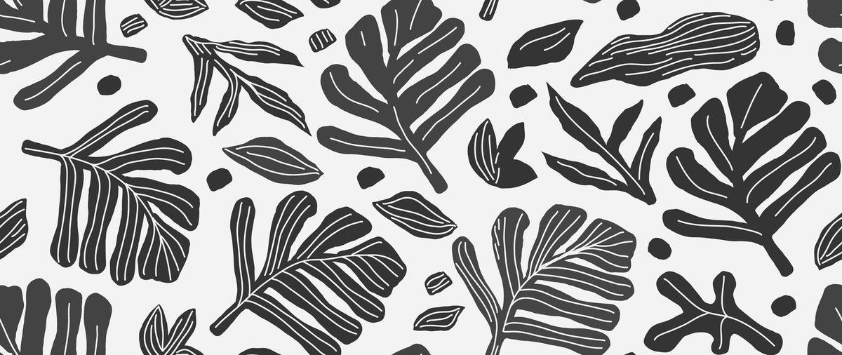 Monstera Cuttings, Black & White Mural Wallpaper - pure wallpaper artwork