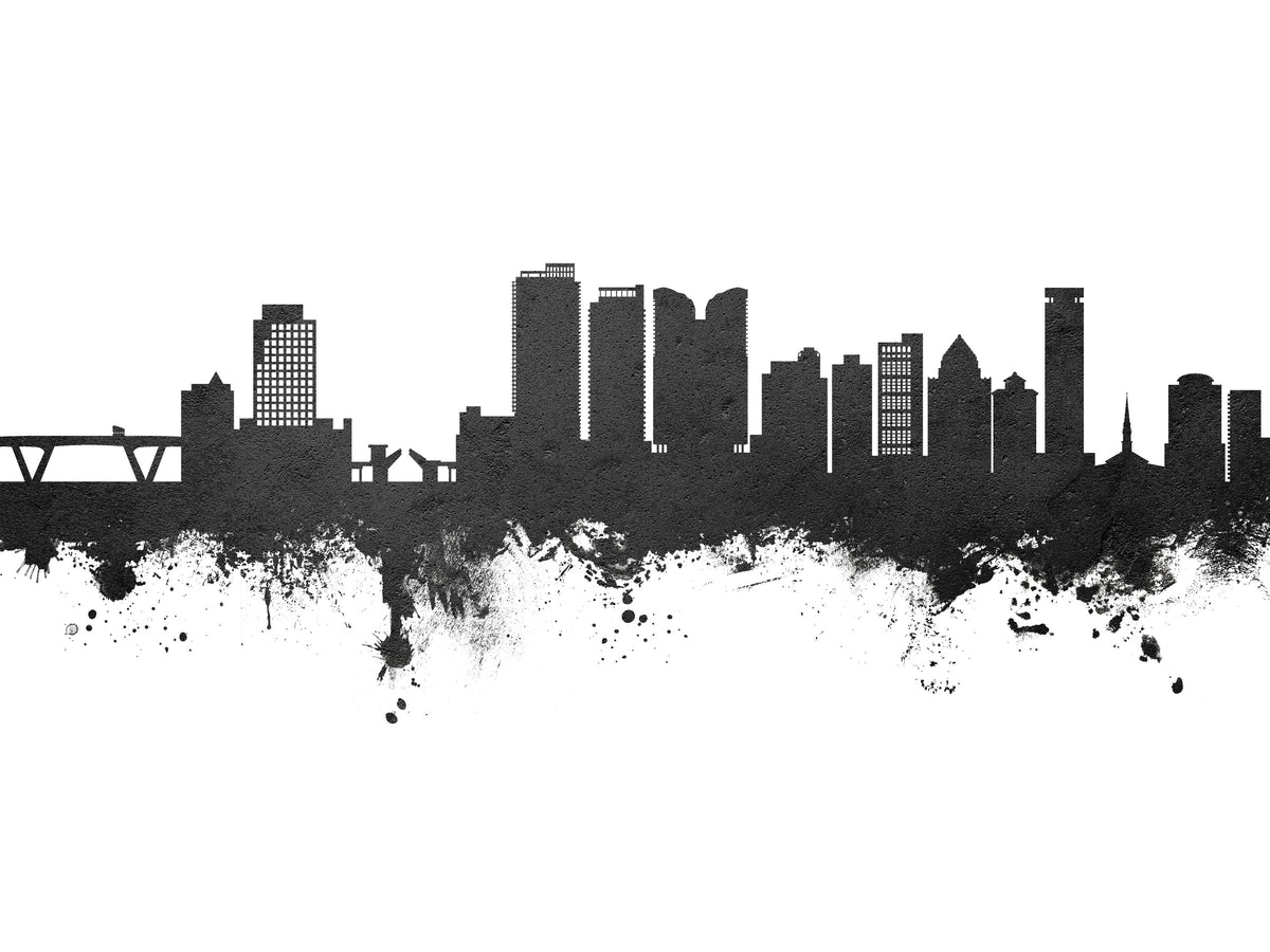 Fort Lauderdale Florida Skyline Black & White Mural Wallpaper - pure wallpaper artwork