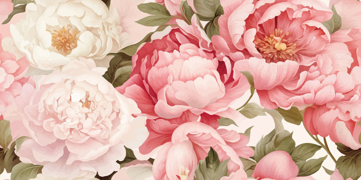 Boho Peony Mural Wallpaper - pure wallpaper artwork