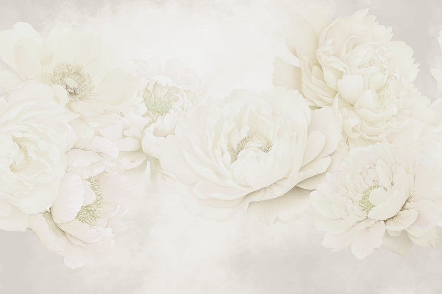 Transcendent Peony, Cream Mural Wallpaper