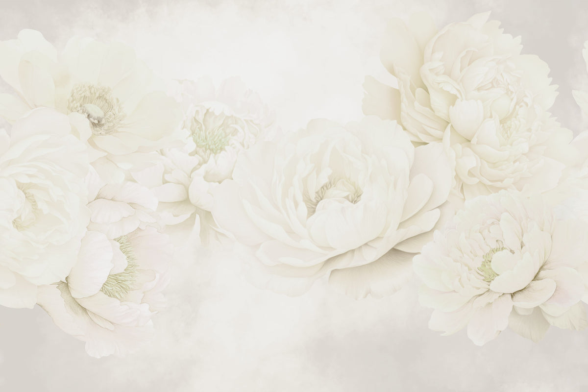Transcendent Peony, Cream Mural Wallpaper - pure wallpaper artwork