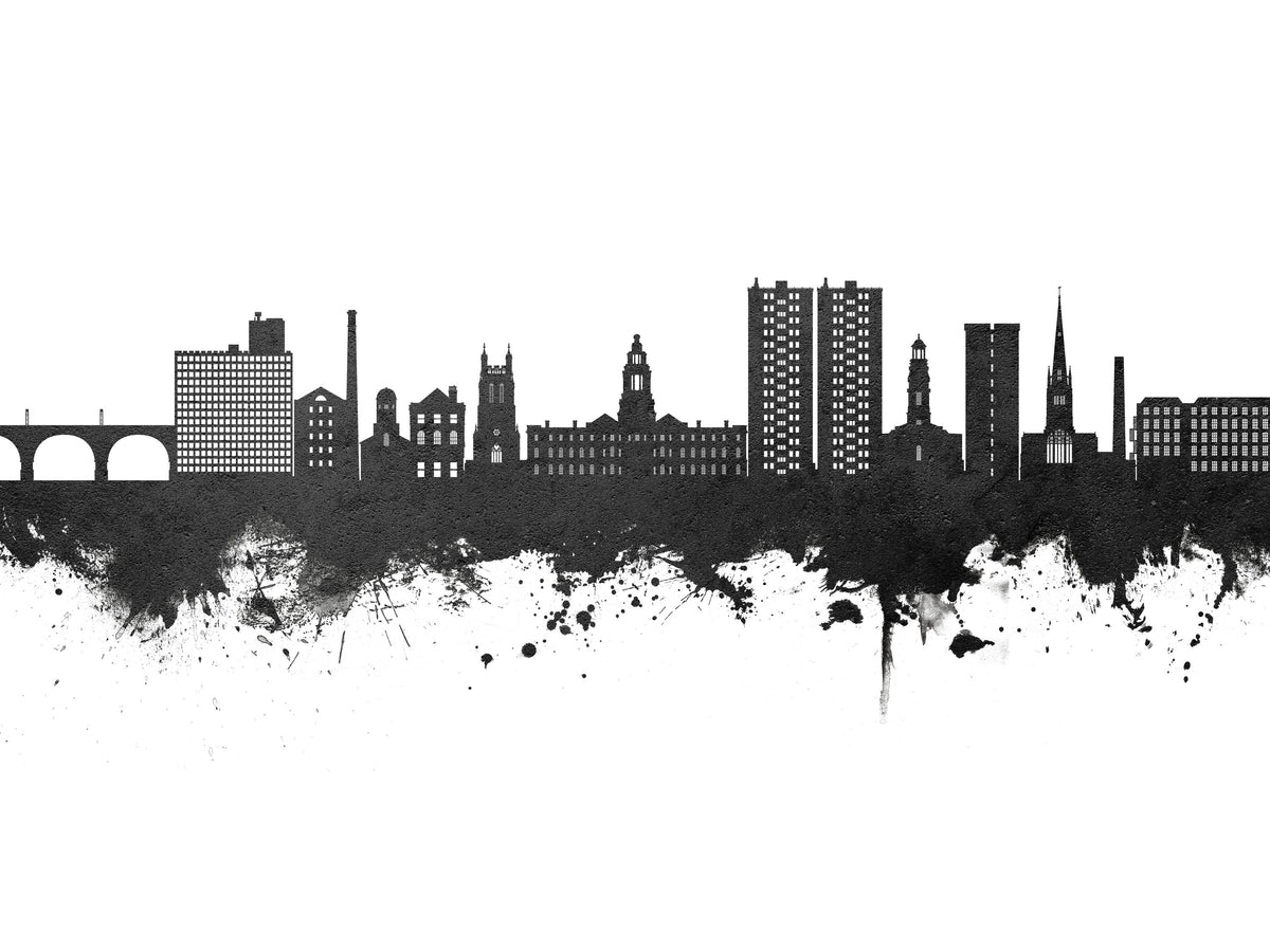 Stockport England Skyline Black & White Mural Wallpaper - pure wallpaper artwork