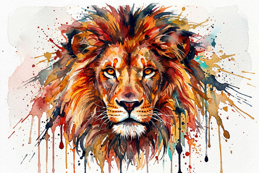 Lion - Watercolor Predators Series Mural Wallpaper