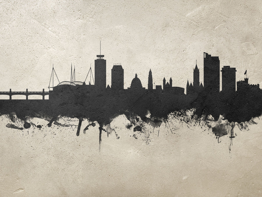 Cardiff Wales Skyline Concrete Mural Wallpaper