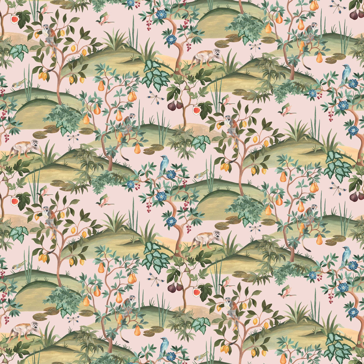 Orchard Reverie Pattern, Soft Pink Mural Wallpaper - pure wallpaper artwork