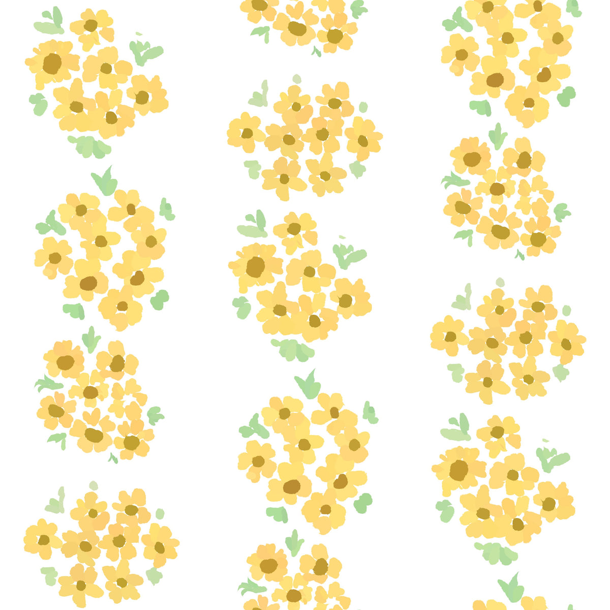 Ditsy Floral Clusters, White Mural Wallpaper - pure wallpaper artwork