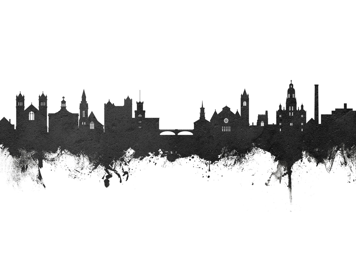 Nashua New Hampshire Skyline Black & White Mural Wallpaper - pure wallpaper artwork