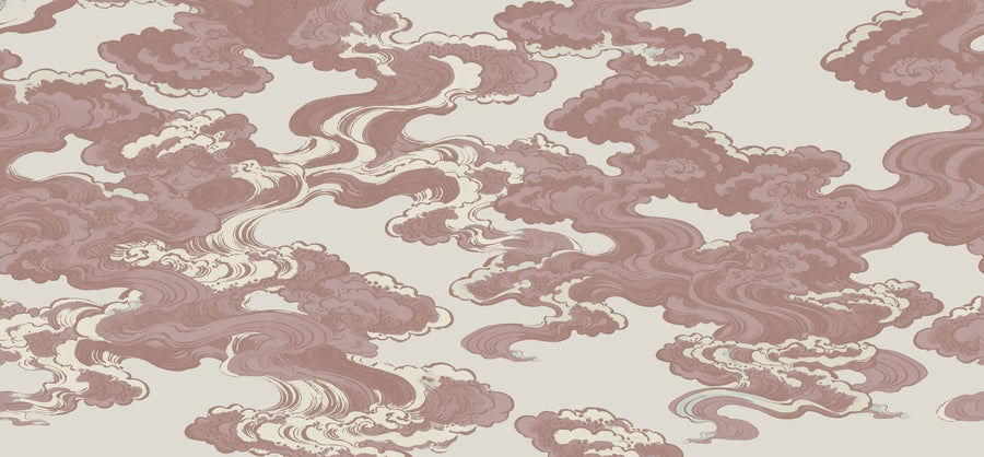Cloud Wallpaper Mural – Sky Wall Mural – Ukiyo-e Clouds, Dusty Rose printable artwork