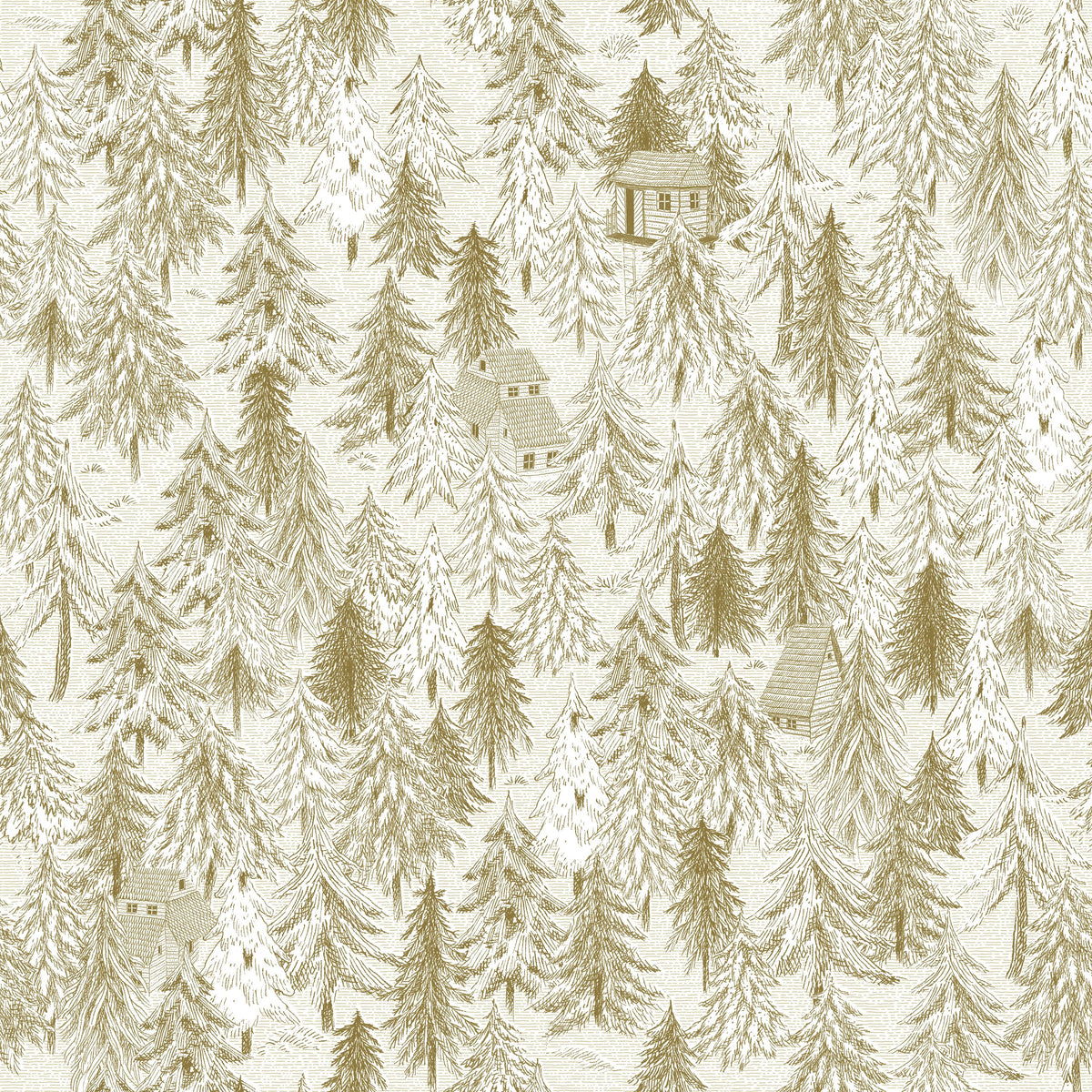 Forest Cabins, Dijon Mural Wallpaper - pure wallpaper artwork