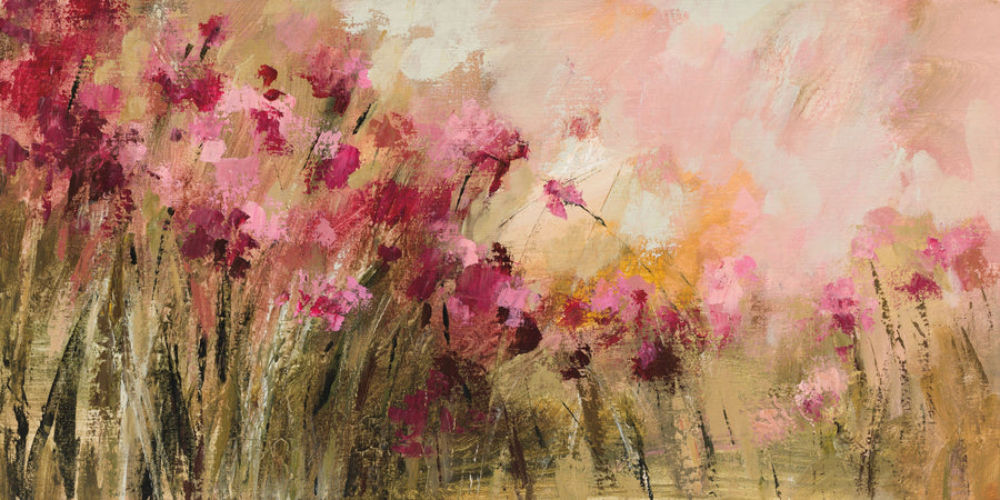 Wild Pink Flowers Mural Wallpaper