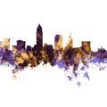 Cleveland Ohio Skyline Purple & Gold Mural Wallpaper - pure wallpaper artwork