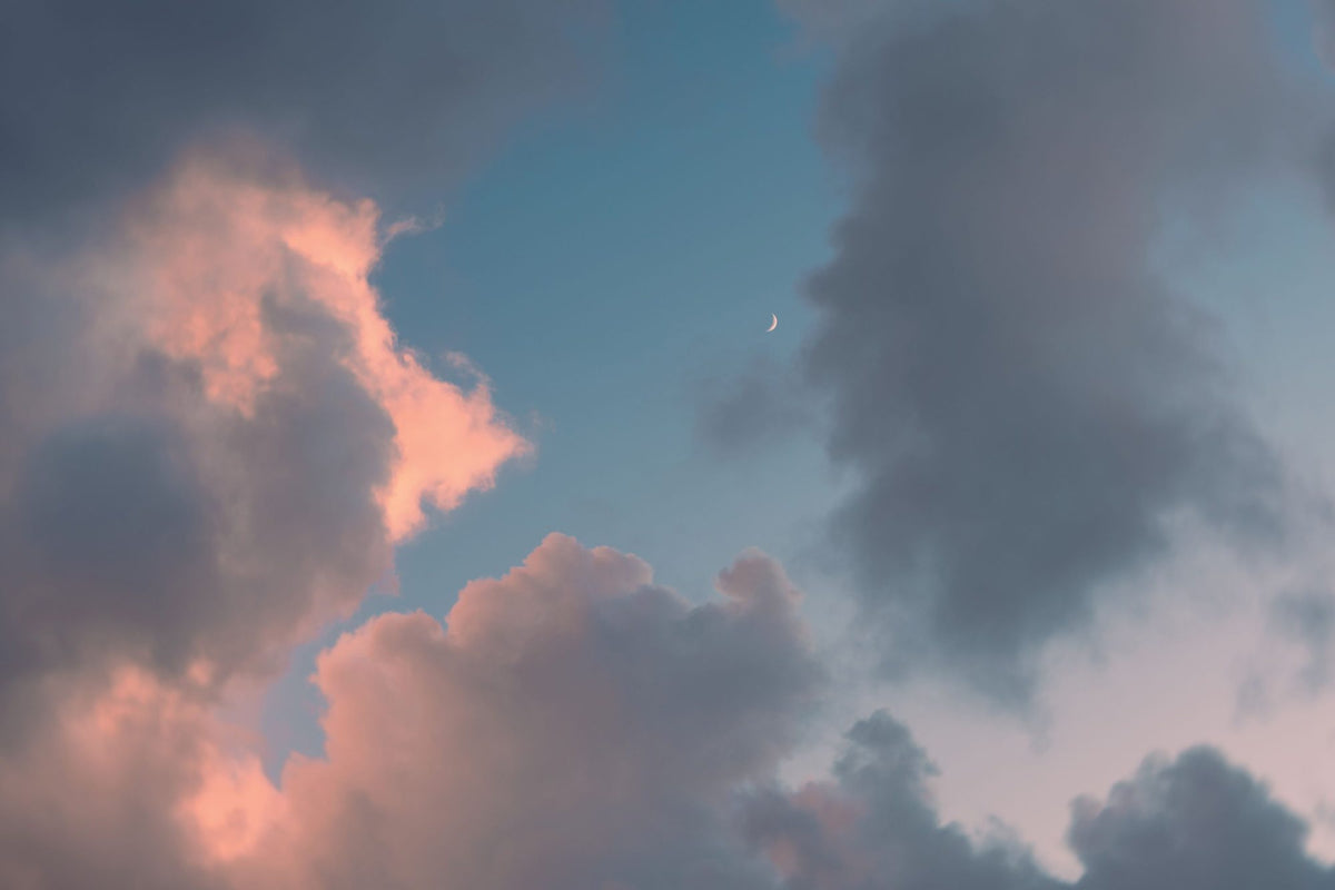 Blue Sky Moonrise Mural Wallpaper - pure wallpaper artwork