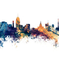 Lansing Michigan Skyline Blue & Bronze Mural Wallpaper - pure wallpaper artwork