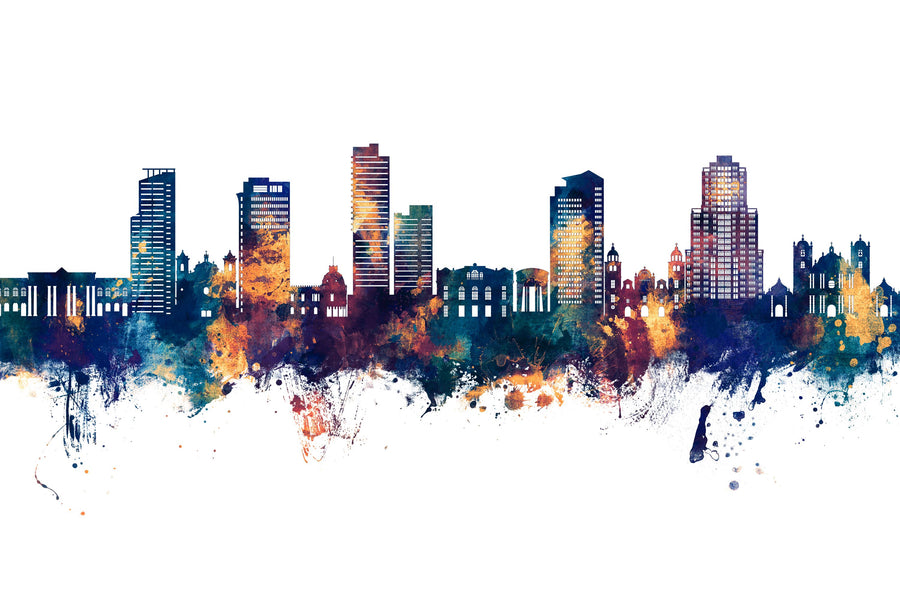 Tegucigalapa Honduras Skyline Blue & Bronze Mural Wallpaper