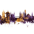 Ljubljana Slovenia Skyline Purpl & Gold Mural Wallpaper - pure wallpaper artwork