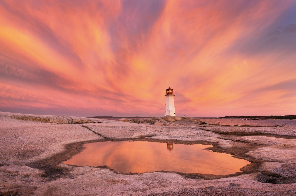 Peggy's Cove Lighthouse Mural Wallpaper - Red Tone - pure wallpaper artwork
