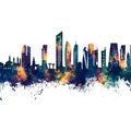 Kuwait City Skyline Blue & Bronze Mural Wallpaper - pure wallpaper artwork