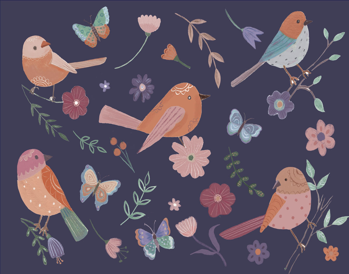 Royal Birds Mural Wallpaper - pure wallpaper artwork
