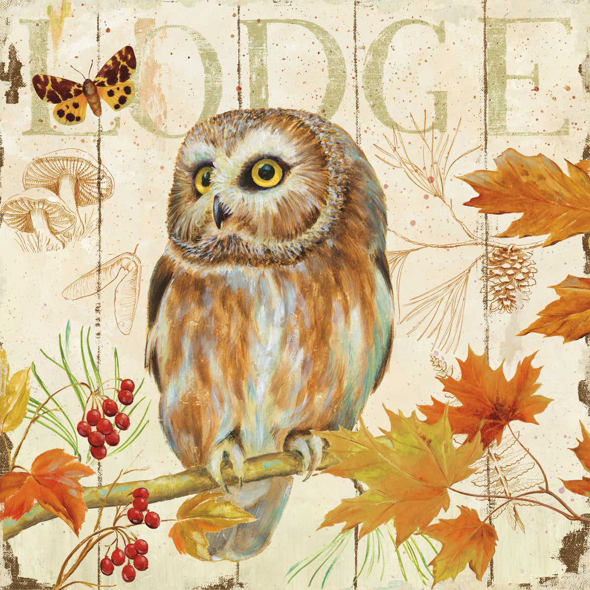 Owl Lodge II Mural Wallpaper - pure wallpaper artwork