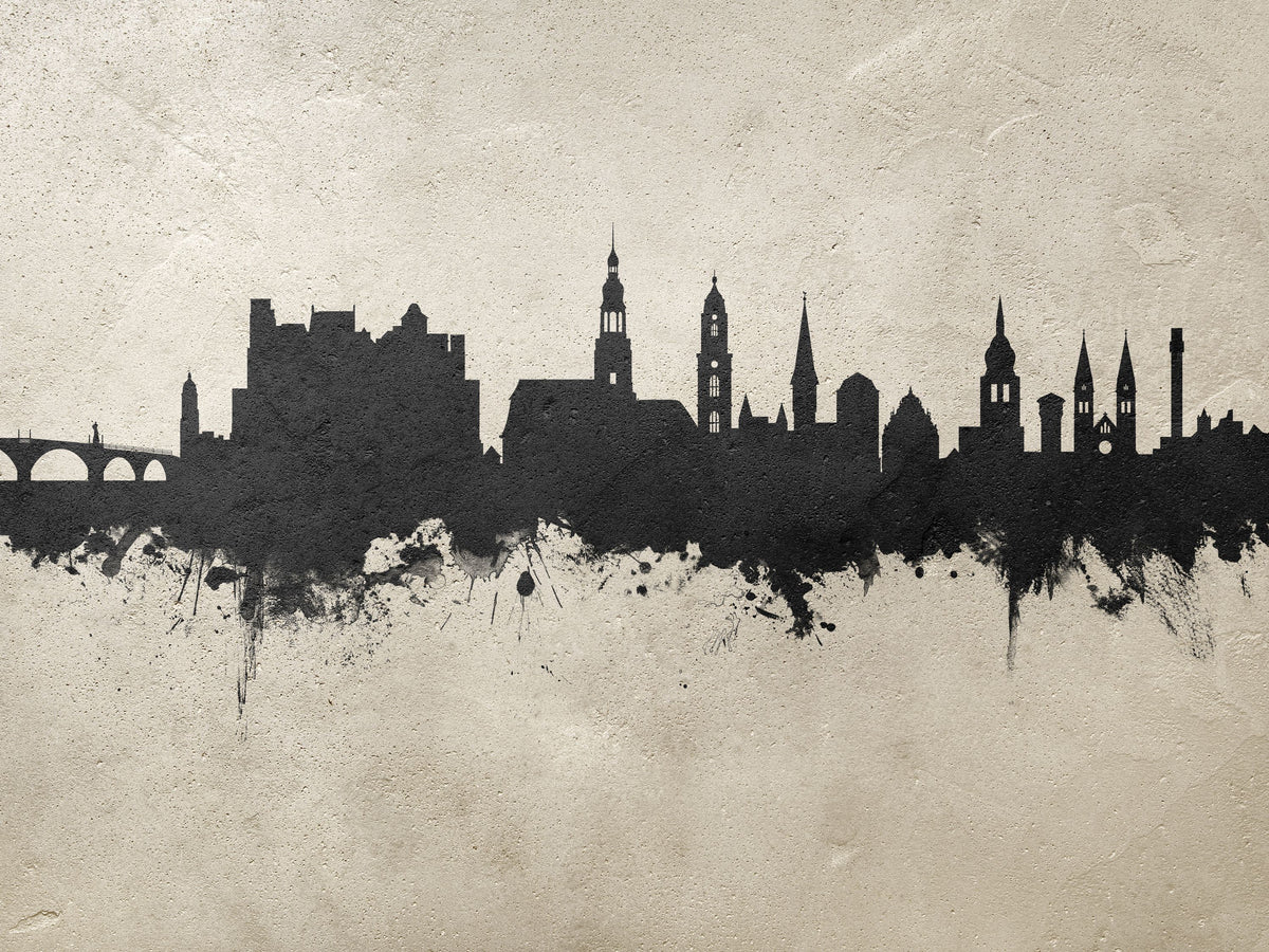 Heidelberg Germany Skyline Concrete Mural Wallpaper - pure wallpaper artwork