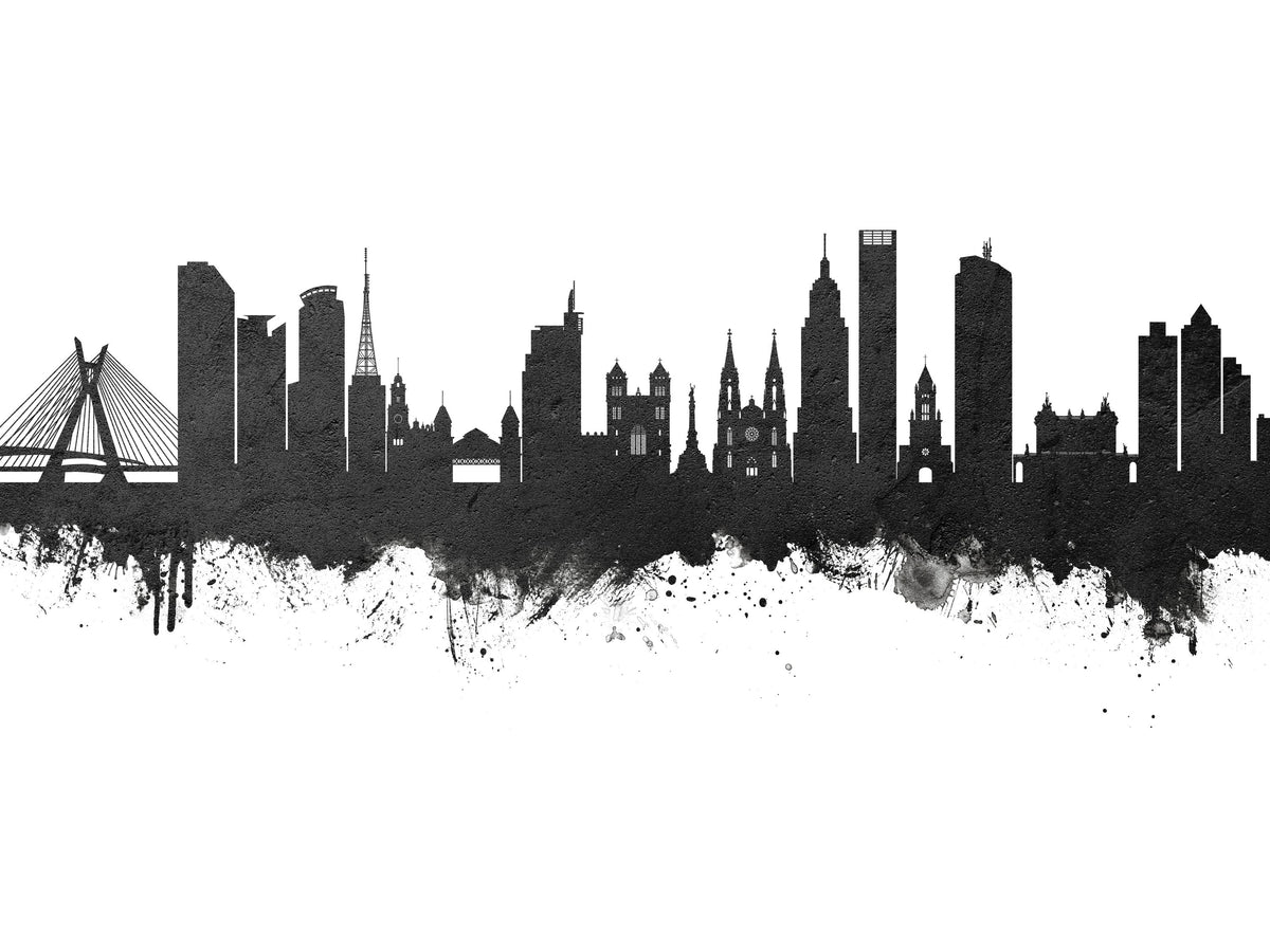 São Paulo Brazil Skyline Black & White Mural Wallpaper - pure wallpaper artwork