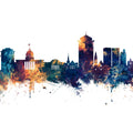 Montgomery Alabama Skyline Blue & Bronze Mural Wallpaper - pure wallpaper artwork