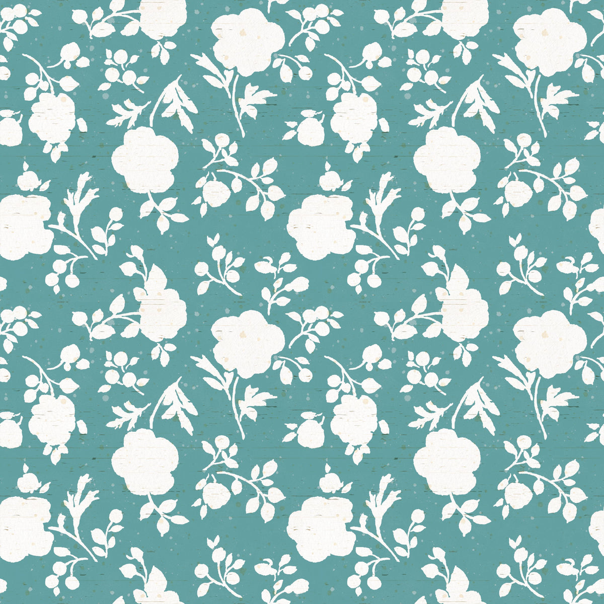 Country Flowery Turqouise Mural Wallpaper - pure wallpaper artwork