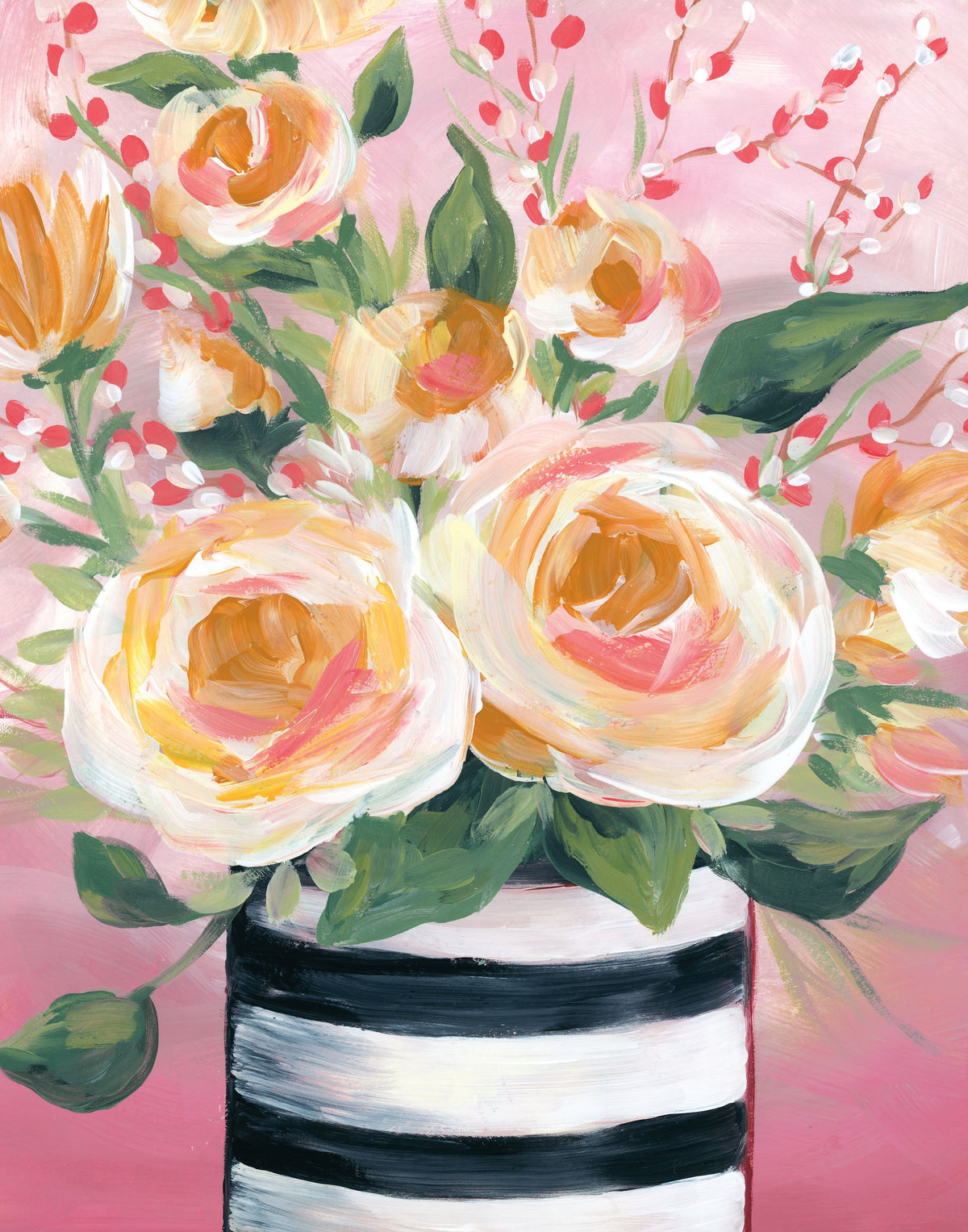 Spring Blooms in Striped Vase II Mural Wallpaper - pure wallpaper artwork