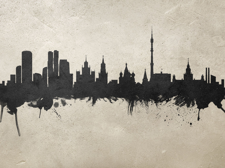 Moscow Russia Skyline Concrete Mural Wallpaper