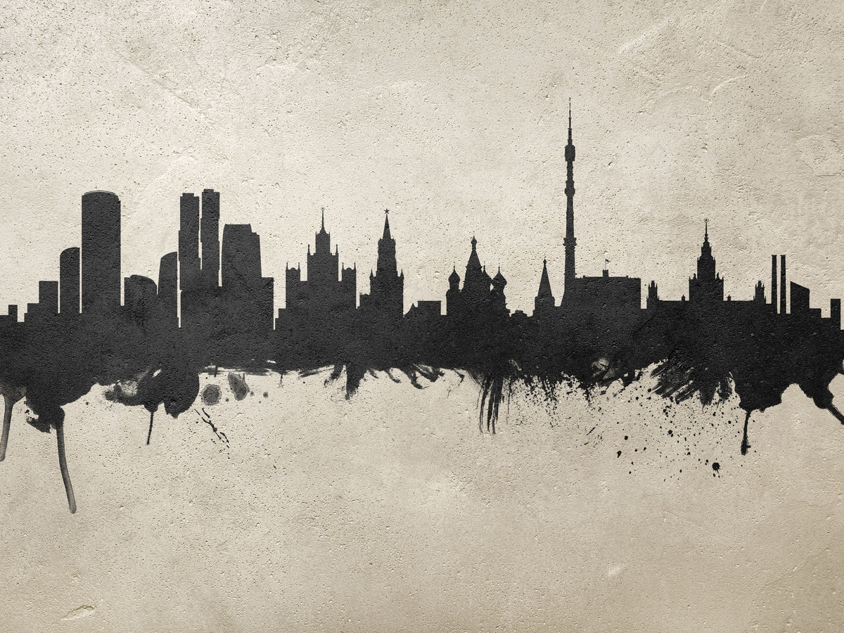 Moscow Russia Skyline Concrete Mural Wallpaper - pure wallpaper artwork