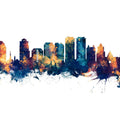 West Palm Beach Florida Skyline Blue & Bronze Mural Wallpaper - pure wallpaper artwork