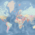 World Map Cities - Vickie Mural Wallpaper - pure wallpaper artwork