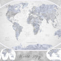 World Map Atlas Blue Gray Mural Wallpaper - pure wallpaper artwork