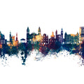 Pamplona Spain Skyline Blue & Bronze Mural Wallpaper - pure wallpaper artwork