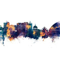 Milton Keynes England Skyline Blue & Bronze Mural Wallpaper - pure wallpaper artwork