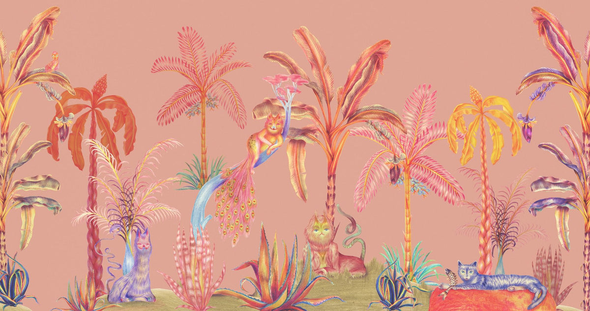Colorful Jungle, Peach Mural Wallpaper - pure wallpaper artwork