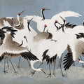 Japanese Flock of Cranes, Misty Sky Mural Wallpaper - pure wallpaper artwork
