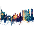 Reading England Skyline Blue & Bronze Mural Wallpaper - pure wallpaper artwork