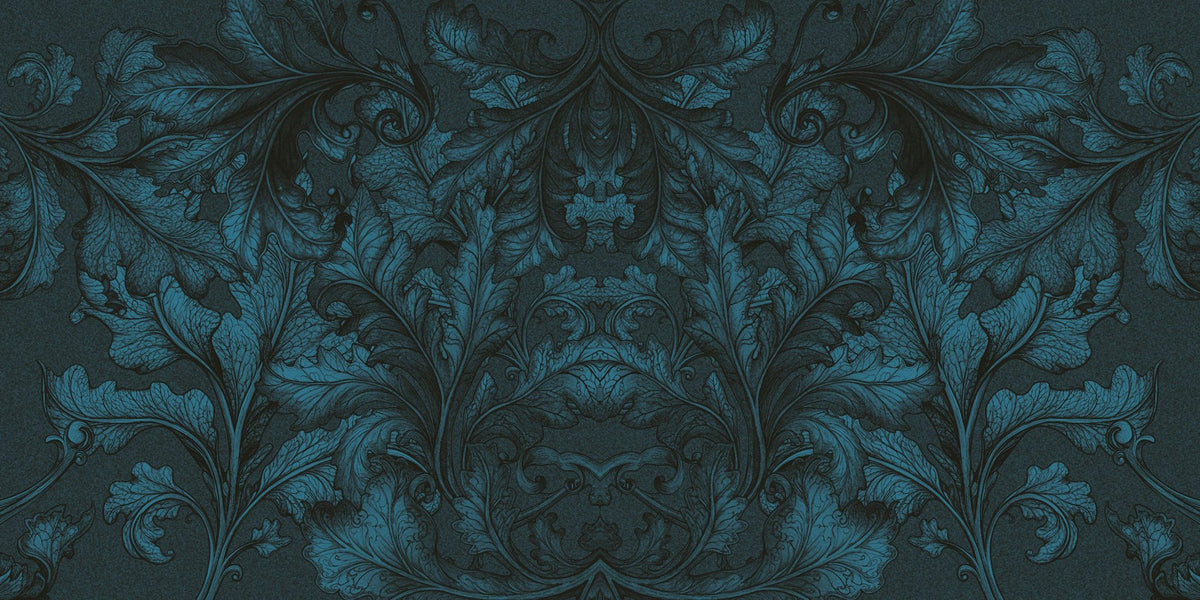 Shielded Leaf Blue Mural Wallpaper - pure wallpaper artwork